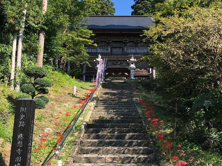 仁王坂から見上げた慈恩寺の山門